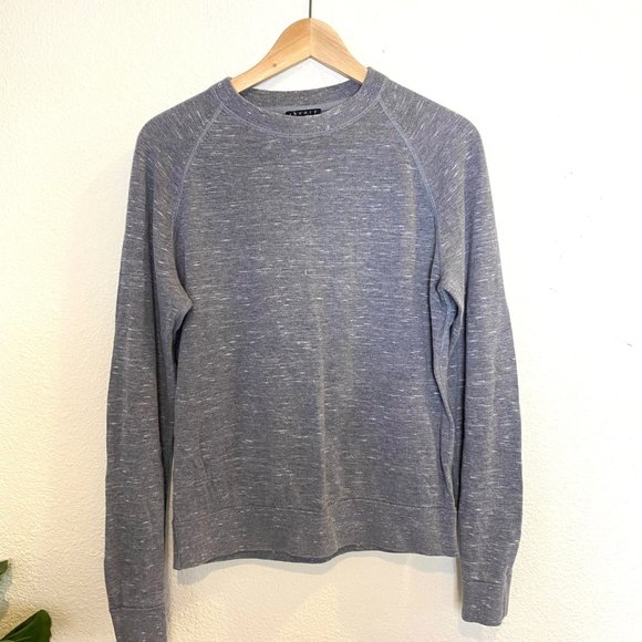 Theory Sanders Glider Long Sleeve Pullover Crew Neck Sweater Heathered Gray - Picture 1 of 6
